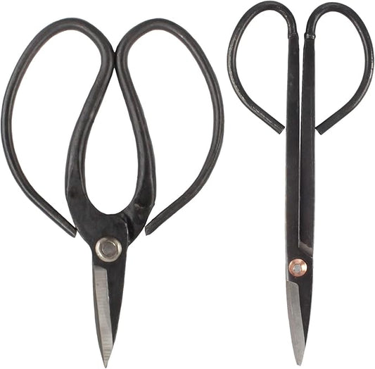 BambooMN Bonsai Basics Set - 7.2" Trimming Shears & 7" Heavy Duty Butterfly Shear - 3 Sets