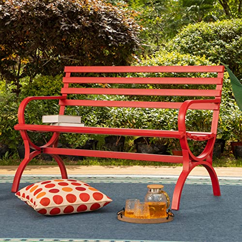 Outdoor Garden Bench (Red-slat)