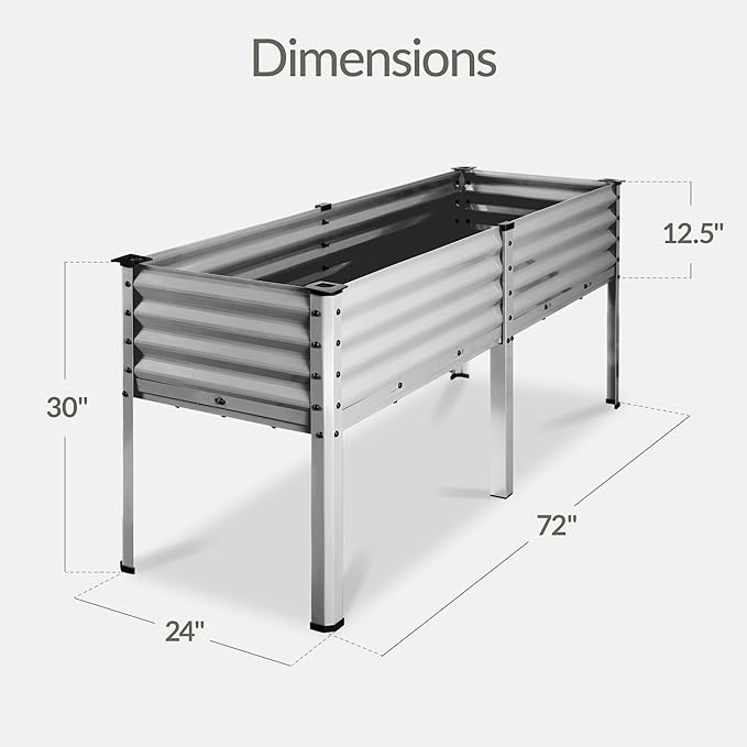 Best Choice Products 72x24x30in Non Toxic Galvanized Raised Garden Bed, Metal Elevated Planter Box, Vegetable Garden, 100% Non Toxic Materials - Silver
