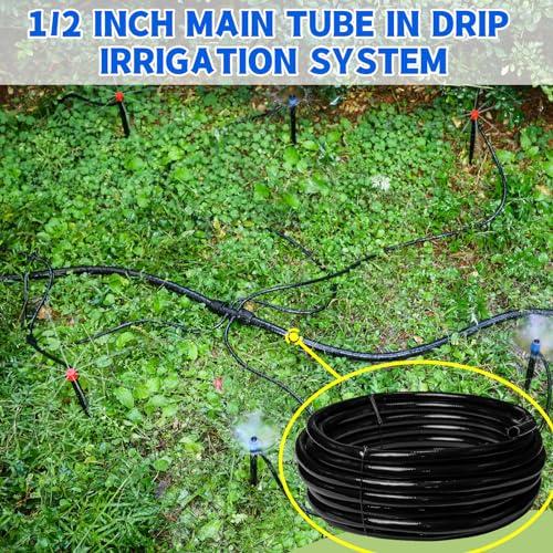 50 FT 1 2 Inch Drip Irrigation Tubing Main Drip Line Hose Tube for Garden Watering Landscape Irrigation System (50FT 1/2" Main Tube)