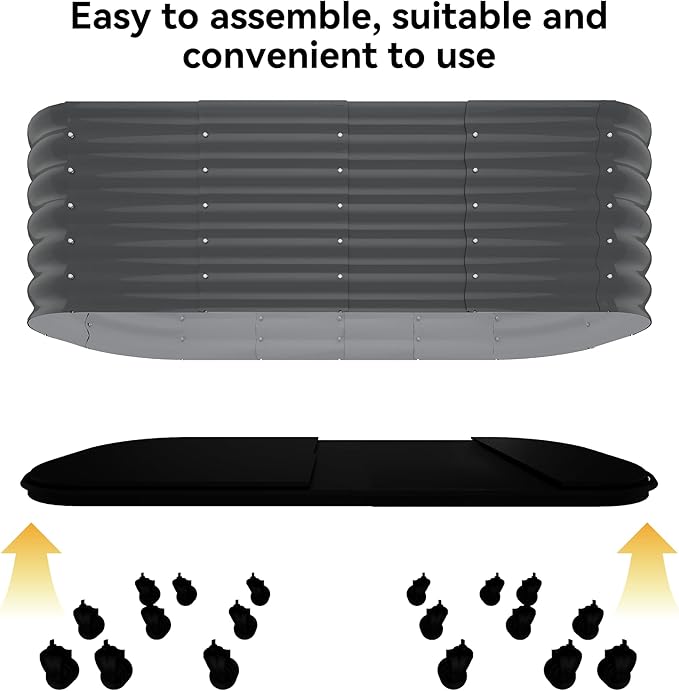 95x24x20 in Galvanized Raised Garden Bed with Wheels & Water Reservoir – Durable Outdoor Planter Box, Elevated Raised Beds for Gardening, Portable Garden Box for Indoor/Outdoor Plants, Gray