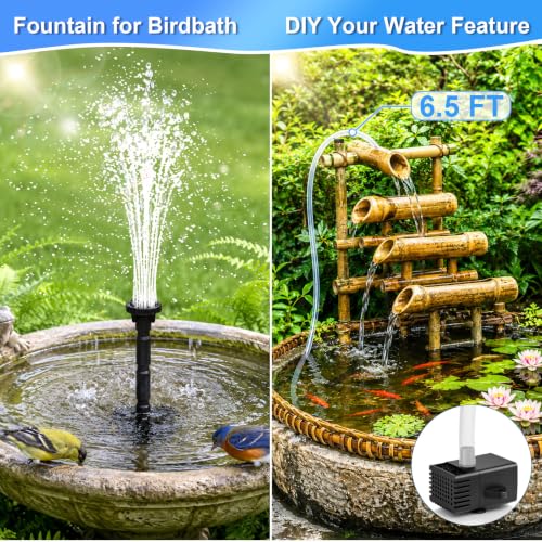15W Solar Fountain Water Pump with 6 Nozzles for Bird Bath Garden (15w Solar Fountain Pump)