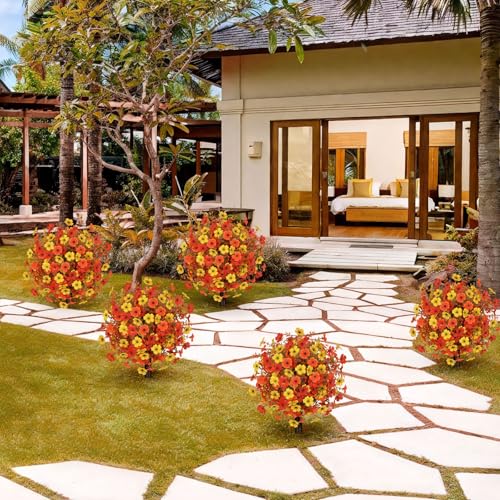2pcs Fall Artificial Topiary Ball Trees (Mixed Color)