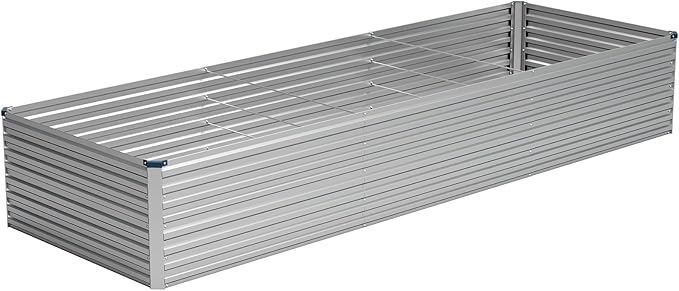Vengarus 12x2x2FT Galvanized Raised Garden Bed Kit, Large Rectangle Elevated Planter for Vegetables, Flowers, Herbs and Succulents - 359 Gallon Capacity,Silver