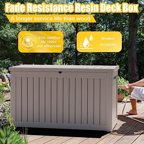 Deck Box 280 Gallon Large Outdoor Storage box (Grey / 280 Gallon)