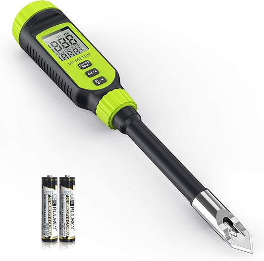 Soil pH Meter, Tadeto Digital Soil Tester with Sensitive Probe and LCD, Zinc Alloy Protective Tip Soil pH Test Kit for Garden, Gardening, Lawns, Plant, Water and Food (Includes Battery x2)