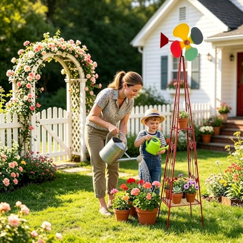 8FT Ornamental Windmill for Yard (6.2ft-red)