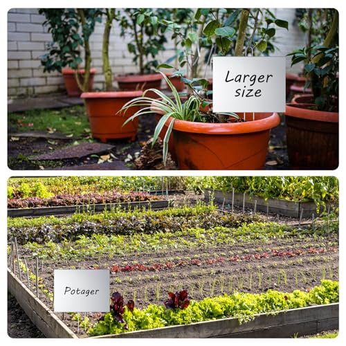 20 Pcs Large Plant Marker (6'' X 8'' with 13'' Stake / Silver)
