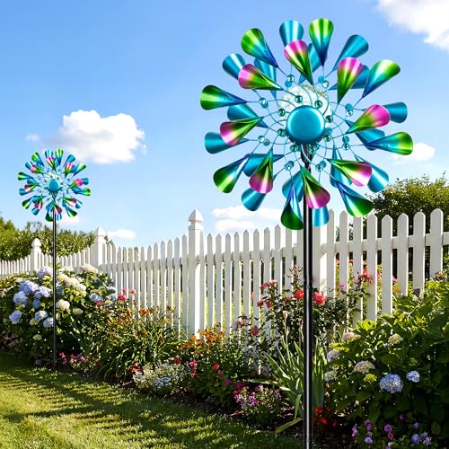 Solar Wind Spinner Outdoor Metal (Peacock Green)