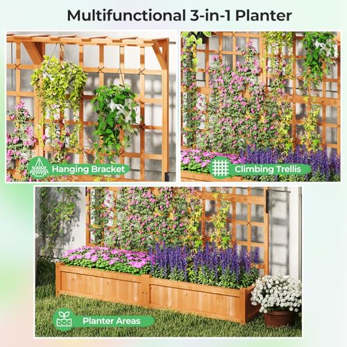 Large Raised Garden Bed with Trellis & Roof (Orange / 71"Lx19"Wx72"H)