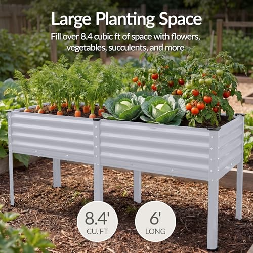 72x24x30in Non Toxic Galvanized Raised Garden Bed (72x24x30in / Moonlight Gray)