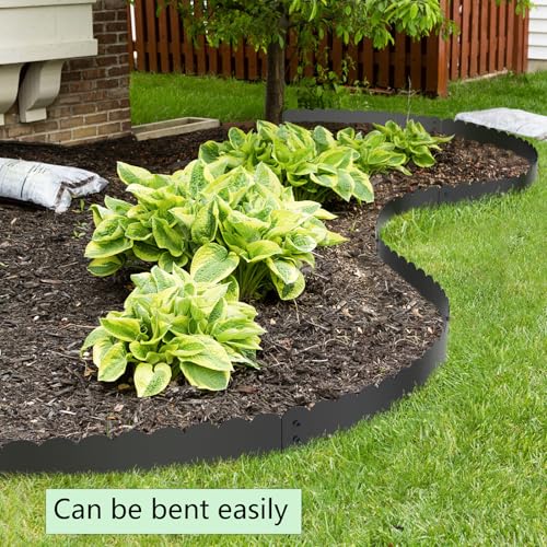 Black Steel Landscape Edging 20FT Kit (Black-Wavy Top / Pack of 6 ( 40 x 6 Inch ))