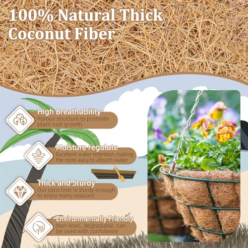 4 Pack 14 Inch Hanging Basket Coco Liners Replacement (4pcs / 14 Inch)