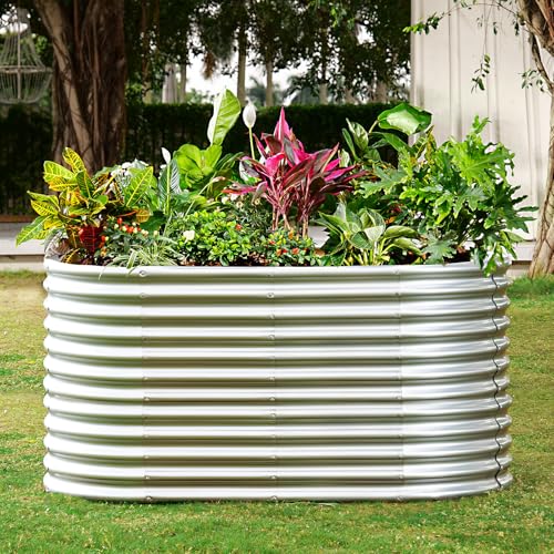 6x3x3ft Oval Galvanized Raised Garden Beds