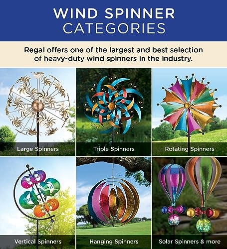 Wind Spinner Outdoor Metal Kinetic Yard Art with Stake (Poppy / Small (60-69 Inch))