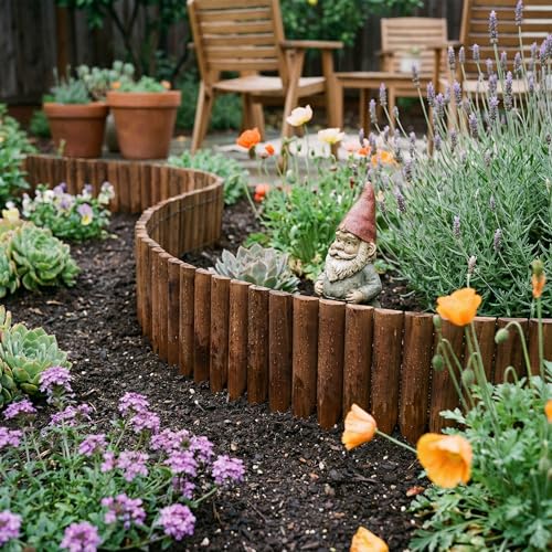 6 Piece Wooden Garden Border (6-Pack 7.9"x42")