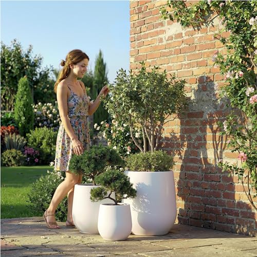 Premium Mt Wilson Tall Tapered Fiberstone Planter for Indoor Outdoor Use