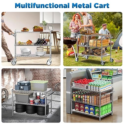 Commercial Rolling Utility Cart (3 Tier / 3-chrome)
