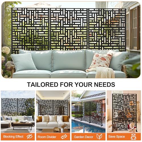71" H Metal Outdoor Black Privacy Screen (71"H×47"W / Black Helen)