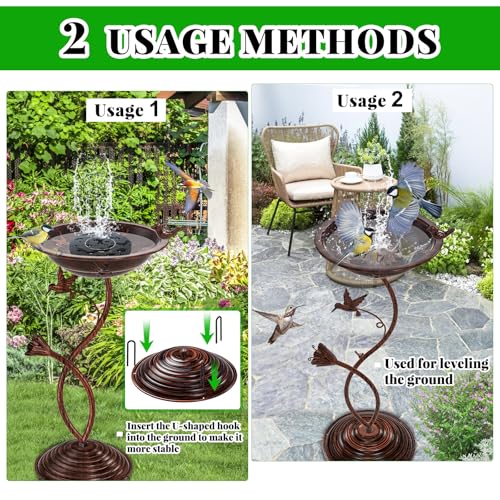 Bird Bath Garden for Outside (Vintage Copper - Hummingbird)