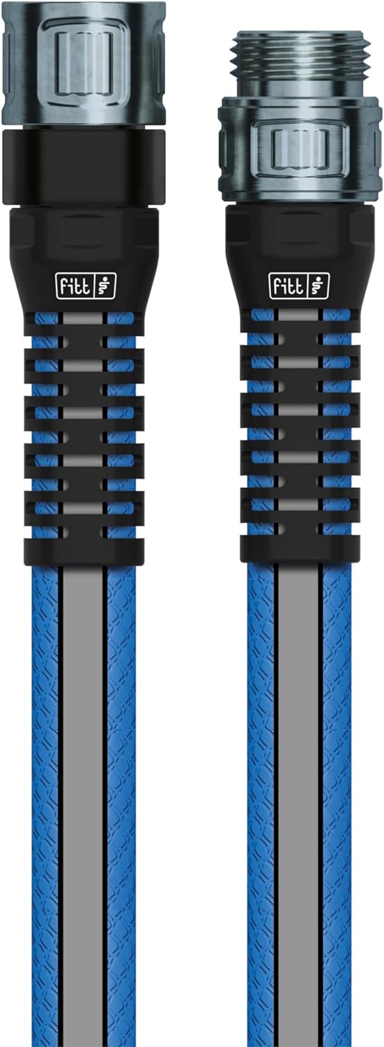 FITT HiFlo Water Hose 25ft, Multipurpose Flat Garden Hose, Easy to Use and Long-lasting Performance, Grey