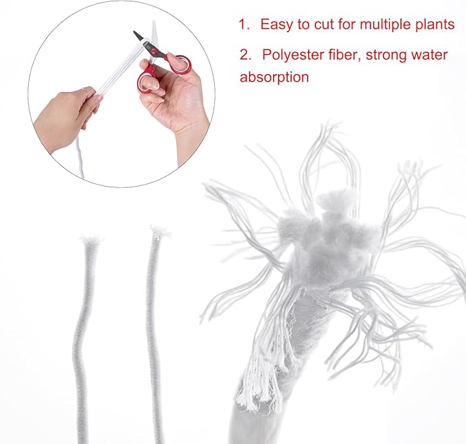 ORIMERC 100ft 1/5" Self Watering Synthetic Rope, Hydroponic Capillary Wicking Cord for Indoor Outdoor Garden, Automatic Planter Pot Waterer,Keep Tomato Orchid Plants Moist, Auto Watering System Device