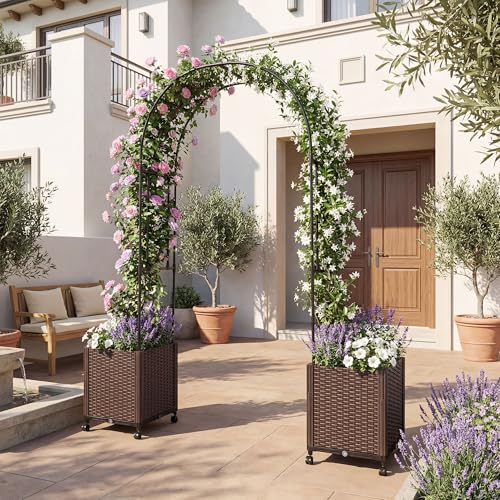 Metal Garden Arch Trellis Arbor with 2 Self
