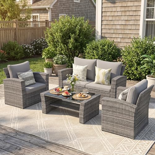 Patio Furniture Set (Light Gray / 4)