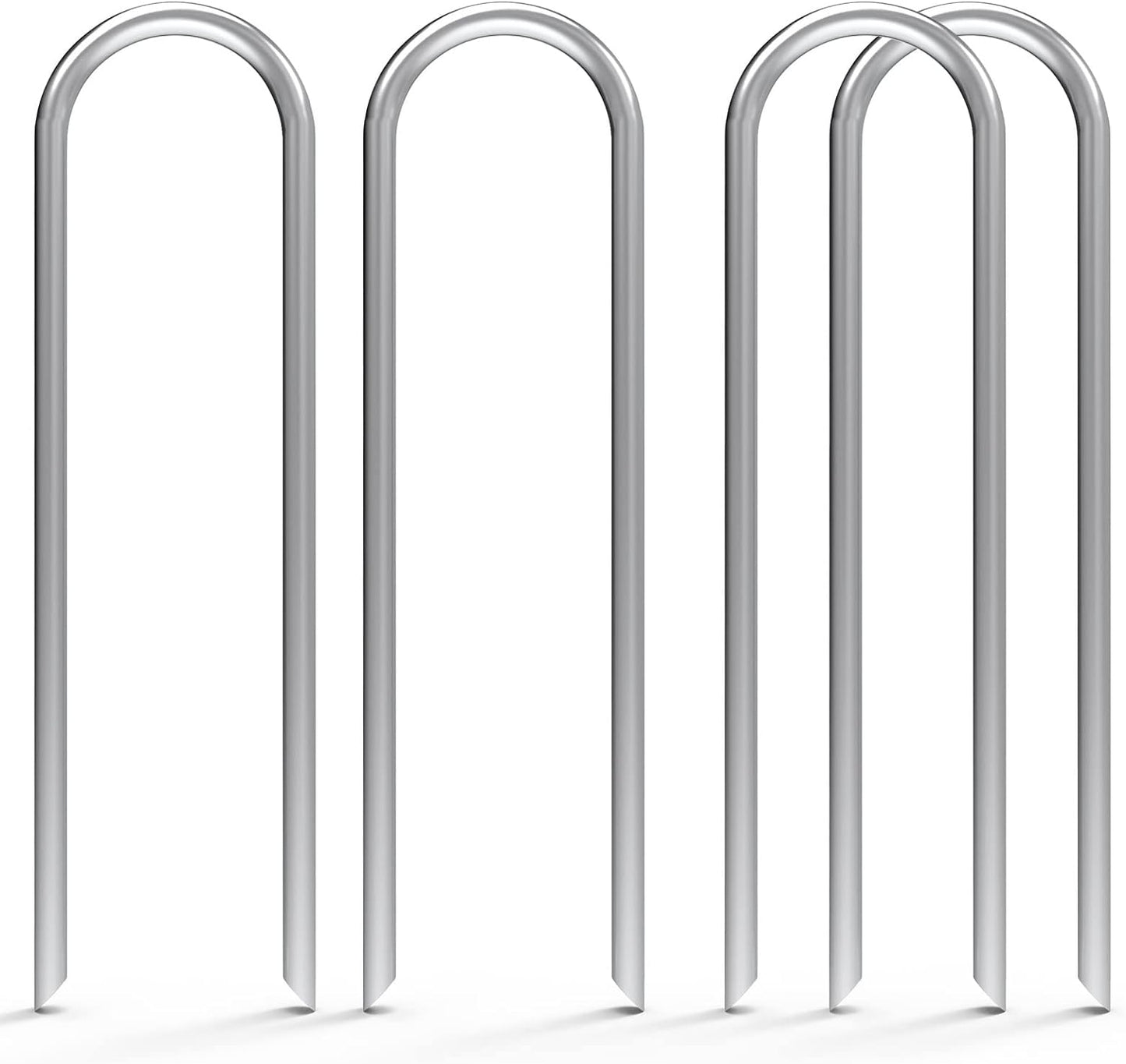 MySit 100 Pack 6 Inch Garden Stakes Heavy Duty 11 Gauge Galvanized Yard Staples U Pegs Fences Drip Irrigation Securing Stakes 1/2-Inch to 1-5/8-Inch Loop Stake for Anchoring Lawn Drippers Soaker Hose