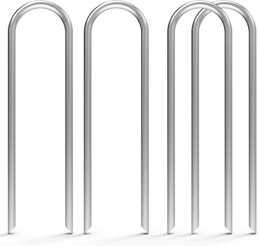 MySit 100 Pack 6 Inch Garden Stakes Heavy Duty 11 Gauge Galvanized Yard Staples U Pegs Fences Drip Irrigation Securing Stakes 1/2-Inch to 1-5/8-Inch Loop Stake for Anchoring Lawn Drippers Soaker Hose