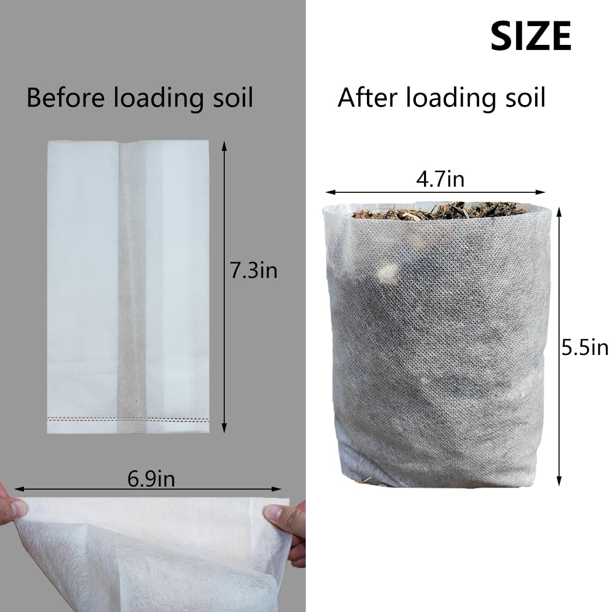 Belit 100 Pcs Nursing Growing Pouch, Garden Grow Bag for High Seedling Survival Rate Planting Plant Flower Seed Starting (7.3"x6.9")