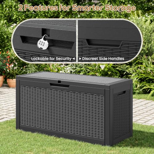 80 Gallon Outdoor Storage Box Waterproof Deck Box for Patio (Black / 80 Gallon)