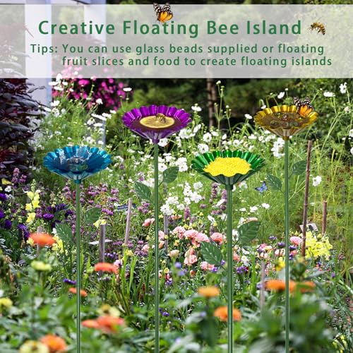 Bee Watering Station for Garden with 20 Marbles