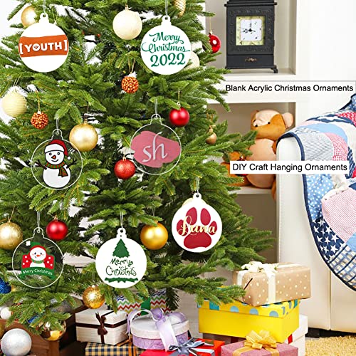 20Pcs 4 Inch Clear Acrylic Christmas Ornaments Blank 2025 Unfinished Round Acrylic Christmas Ornaments for DIY Craft Hanging Ornaments for Christmas Tree Decoration Xmas Day Home Party Decorations (20 Count)