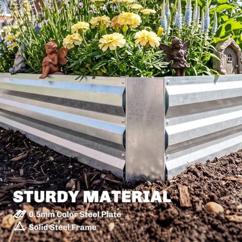 4 x 3ft Metal Planter Box with Mini Greenhouse (Clear and Gray)