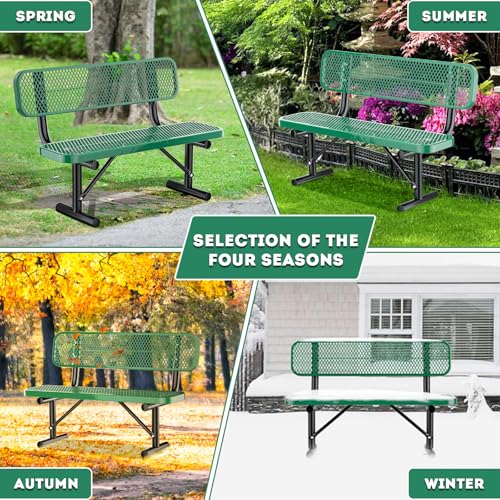 4 Feet Heavy Duty Park Bench with Back Portable Frame (Green / 4FT)