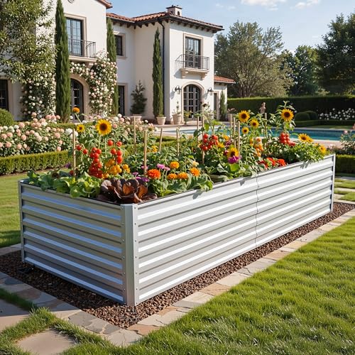 2pcs 8x4x2ft Galvanized Raised Garden Bed (8x4x2ft 2pcs / Silver)