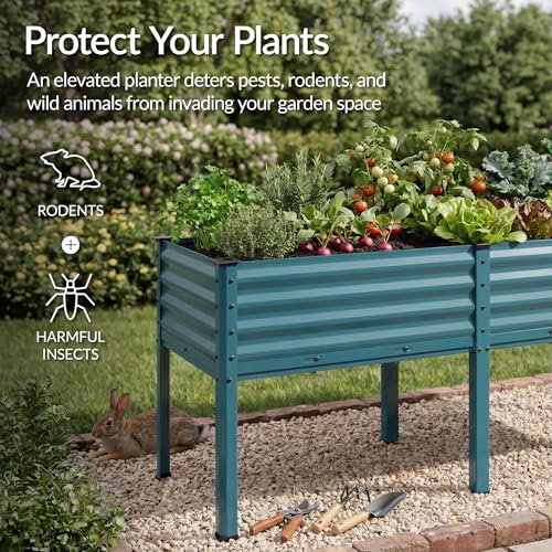 72x24x30in Non Toxic Galvanized Raised Garden Bed (72x24x30in / Peacock Blue)