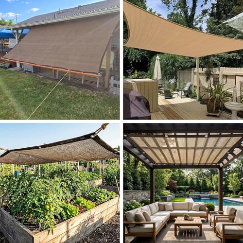 Shade Cloth 80% Sunblock Net with Metal Grommets and Reinforced Edges (24×24FT / Shade 80%)