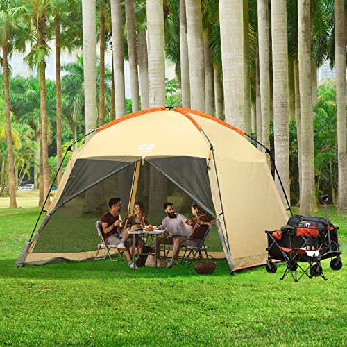 Screen House Tent 12 x 12 Ft Screened Mesh Net Wall Canopy (Beige-2 / 12'x12')
