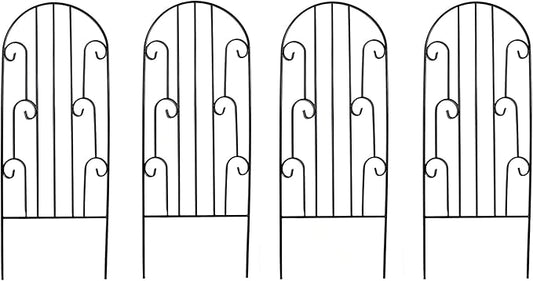 4 Pack Arched Metal Garden Trellis for Climbing Plants 45" H x 15.9" W – Rustproof Iron Trellis with Decorative Scrollwork, Metal Trellised Wire Lattices Grid Panels for Roses, Clematis, Vines
