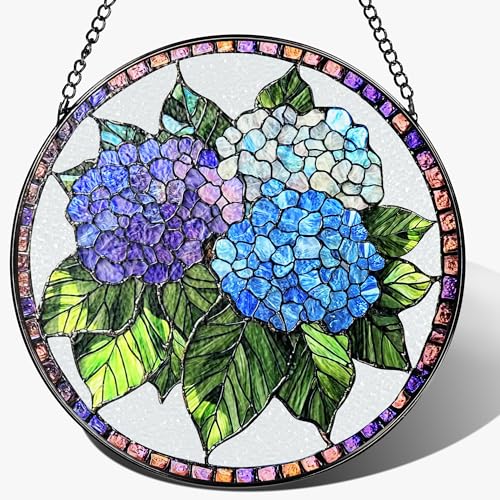 8 Inch Stained Glass Ornament (Hydrangea)