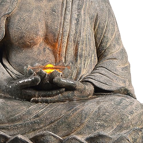 Buddha Zen Statue Water Fountain (Gray)