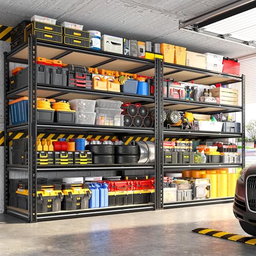 48" W Garage Shelving 3080LBS Storage Shelves 5 Tier Heavy Duty Shelving Adjustable Garage Shelves for Basement (48" W x 72" H x 24" D)