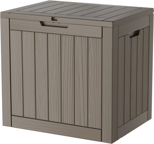 30 Gallon Deck Box, Resin Outdoor Indoor Waterproof Storage Box, Lockable Storage Box With Handle for Patio Furniture - Garden Tools - Swimming Pool Tools UV-Resistant, Brown
