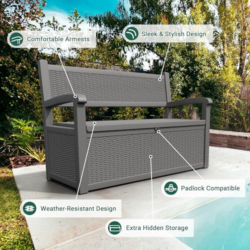 80 Gallon Outdoor Storage Bench (Dark Grey)