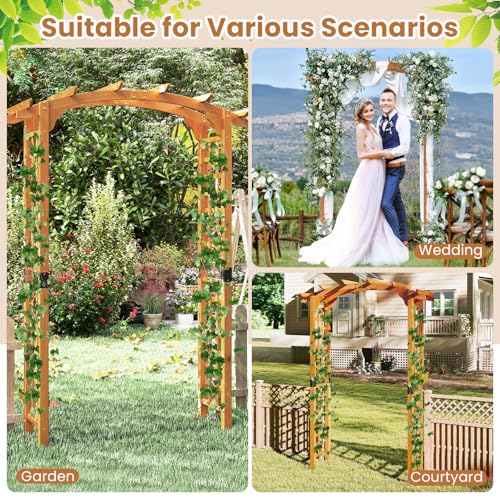 7.5FT Wood Garden Arbor Trellis (63''W x 90''H / Honey Brown)