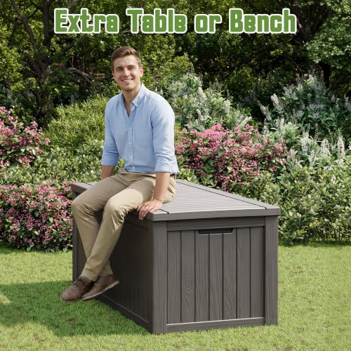 220 Gallon Outdoor Storage Box Waterproof Deck Box for Patio (Grey / 220 Gallon)