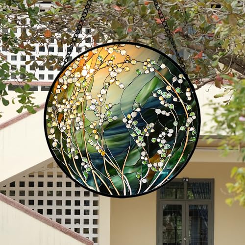 Stained Glass Window Hanging Plant Vine Suncatcher Gifts for Women 12"
