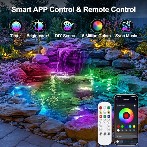 6W Pond Light LED Underwater with 12V Transformer & APP (Green / 4 set)